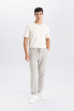 Jogger Pantolon Slim Fit Dar Kesim Beli Bagc?kl? Cepli Duz Paca