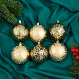 Ёлочные игрушки Мэдисон, шары новогодние, d=8 см, набор 6 шт., чёрный/золотистый