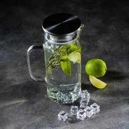 Кувшин для воды Magistro «Богема», 1 л, 9×23 см, стекло, с металлической крышкой, прозрачный, серебристый