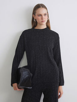 Bisiklet Yaka Simli Kad?n Triko Kazak