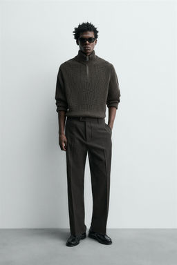 REGULAR FIT FLANNEL TROUSERS