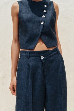 100% LINEN CROSS-WAIST TROUSERS - Zara фото 12