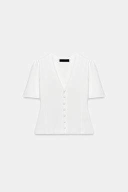CHAQUETA PUNTO MANGA CORTA / Blanco