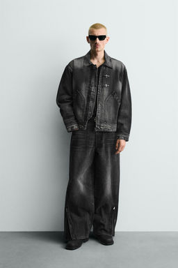 CAZADORA DENIM BOXY FIT ALAMARES / Carb?n