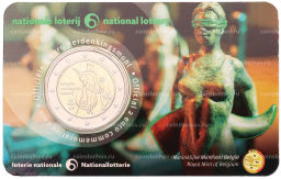 2 евро 2025 года Бельгия Национальная лотерея (текст на лицевой стороне блистера на фламандском и английском)