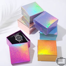 Цена за 6 шт. Коробочка подарочная под браслет/часы Голография, 9x9 (размер полезной части 8,2х8,2см), цвет МИКС