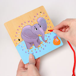 Шнуровка слоник «Учим алфавит» 14.5×14.5×0.5 см