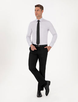 Gri %100 Pamuk Slim Fit Uzun Kollu Basic G_mlek