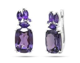 Серьги из серебра аметист, синт.александрит, Себастин