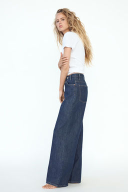 HIGH-WAIST TRF WIDE-LEG JEANS WITH CROSSOVER WAISTBAND - Zara фото 4