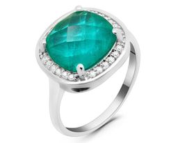 Кольцо из серебра турмалин тропикана выращ., Премиум