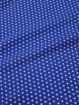 Штапель Белый горох (3мм) цв.т.василек, ш.1.43м, вискоза-100%, 90гр/м.кв