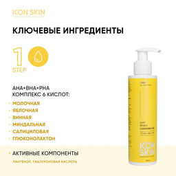 Гель для умывания обновляющий SOFT RENEW с комплексом 6 кислот 5% AHA+PHA+BHA, 150 мл ICON SKIN  фото 4