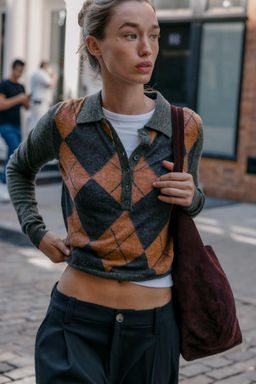 RHOMBUS KNIT POLO SWEATER - Zara фото 2