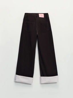 Хлопковые брюки с контрастным отворотом / Zarina фото 7