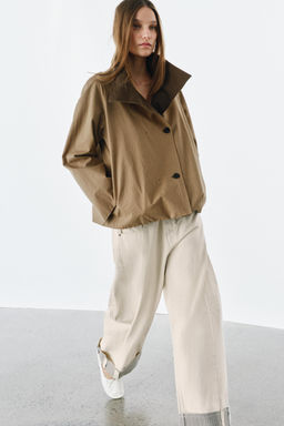 CHAQUETA REVERSIBLE CUADROS ZW COLLECTION / Beige claro