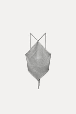 KNIT OPEN BACK CROP TOP WITH RHINESTONES - Zara фото 11