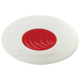 Цена за 9шт. Ластик BRAUBERG "Oval PRO", 40х26х8 мм, овальный, красный пластиковый держатель, 229560