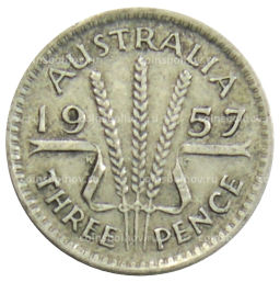 Монета 3 пенса 1957 года Австралия