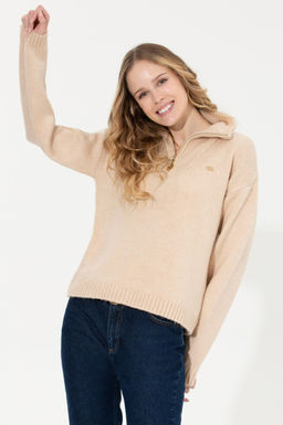 U. S. Polo Assn Женский свитер из меланжевого камня с v-образным вырезом