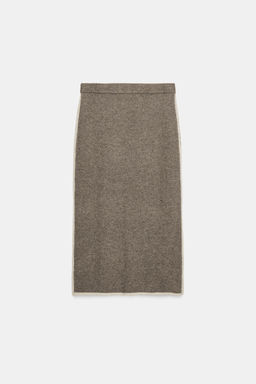 CONTRAST PIPING KNIT MIDI SKIRT - Zara фото 13