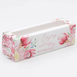 Цена за 5 шт. Коробка для макарун, кондитерская упаковка «Enjoy», 18×5.5×5.5 см