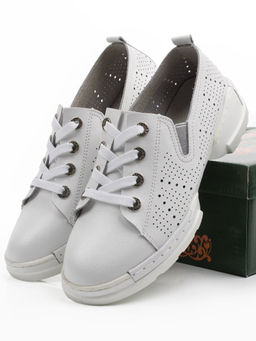 03-YB13-2 WHITE Полуботинки летние женские (натуральная кожа)