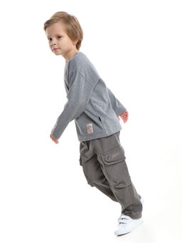 Толстовка для мальчика с шевроном 22-1124 темно-серый меланж - Mini maxi фото 8