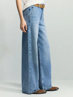 Джинсы широкие с ремнём с высокой посадкой ZR2604092318-102 / Zarina