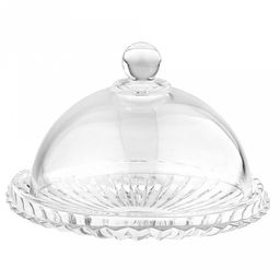 Блюдо стеклянное "Пралине" д19см, h3см, основание д5,4см, с крышкой (клош) д16см, общая h13,7см, под хрусталь, в коробке (Китай)