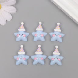 Декор для творчества пластик «Звездочка в колпаке», набор 6 шт., 2.7×2.5×0.8 см