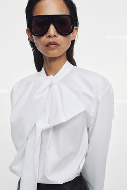 ZW COLLECTION POPLIN SHIRT WITH TIE DETAIL - Zara фото 19