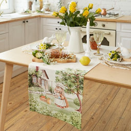 Дорожка пасхальная на стол «Этель. Кроличья ферма», 40×149 см, 100% хлопок, саржа 190 г/м², белая