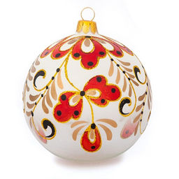 Елочная игрушка шар стеклянная Расписной д8,5см, ручная художественная роспись, подарочная упаковка (Россия)