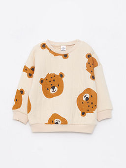 Bisiklet Yaka Uzun Kollu Bask?l? Erkek Bebek Sweatshirt ve Pantolon 2li Tak?m - Waikiki фото 2