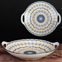 Блюдо круглое 28*25*5 см с ручками керамика арт. ZY023 (691778)