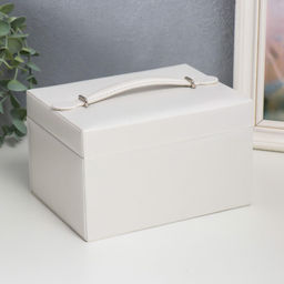 Шкатулка кожзам для украшений сундук Гладкость. Матовый белый 11х18х13,7 см - Simaland фото 4