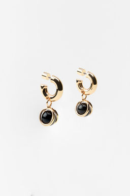 RAISED HOOP EARRINGS WITH BEAD - Zara фото 4