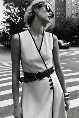 LINEN BLEND MIDI DRESS WITH BELT - Zara фото 11