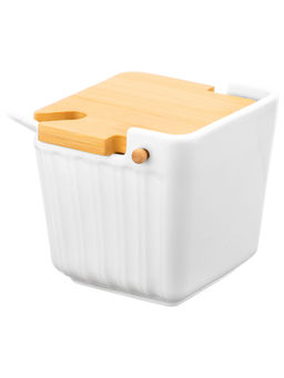 Банка д/сыпучих продуктов 600 мл 12,5*11,5*11 см Ампир с ложкой и откидной бамбук.крышкой - Elan gallery фото 5