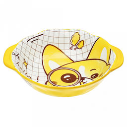 "Просыпайся" Салатник фарфоровый 780мл, 21,8х18,8х5,5см, с ручками, с деколью, волнистый край (Китай)