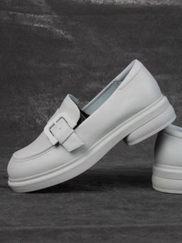 03-PDJ71-3 LT. GRAY Лоферы женские (натуральная кожа)