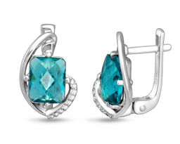 Серьги, аквамарин выращ., Мечта