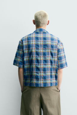 CAMISA RELAXED FIT CUADROS / Azul medio - Zara фото 3