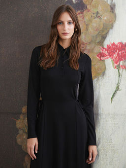 G?mlek Yaka Ba?lama Detayl? Elbise