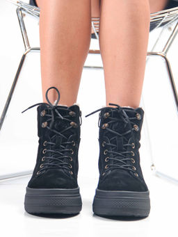 Ботинки 219.warmbl. черный замша/Байка