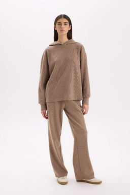 Повседневная базовая однотонная толстовка с капюшоном Relax Fit - Defacto фото 2