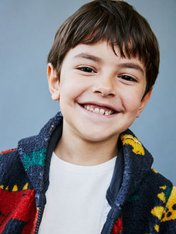 Kap??onlu Bask?l? Erkek ?ocuk Fermuarl? Sweatshirt