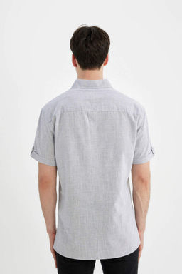 Рубашка Slim Fit из поплина с короткими рукавами - Defacto фото 7