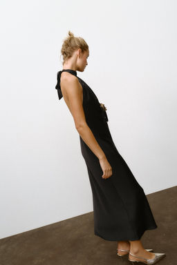OPEN BACK SATIN MIDI DRESS - Zara фото 14